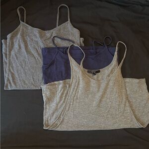 Forever 21 Women’s 3-Pack Camisoles in Gray and Navy